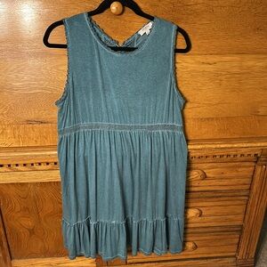 Umgee Boho Sleeveless Lace-Up Back Detail Dress